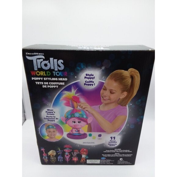 Trolls World Tour Poppy Styling Head 11 Pieces Rainbow Head 3+ New Style Poppy - Picture 3 of 13